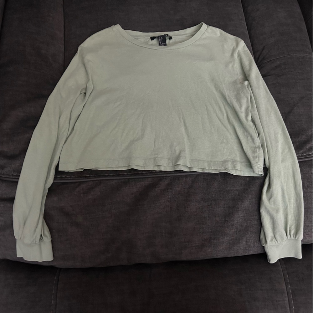 Sage green long sleeve crop top